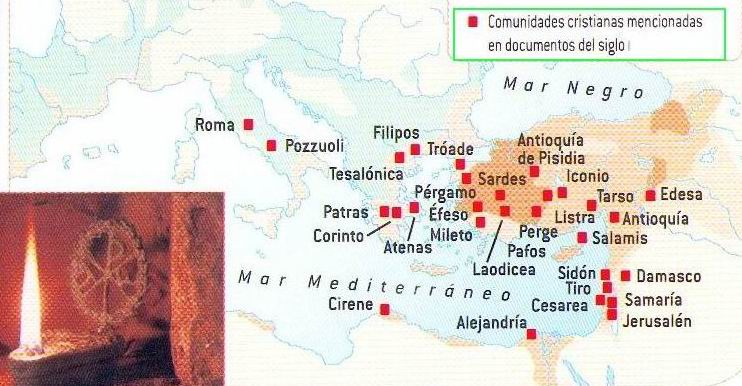 Mapa comunidades cristianas siglo I